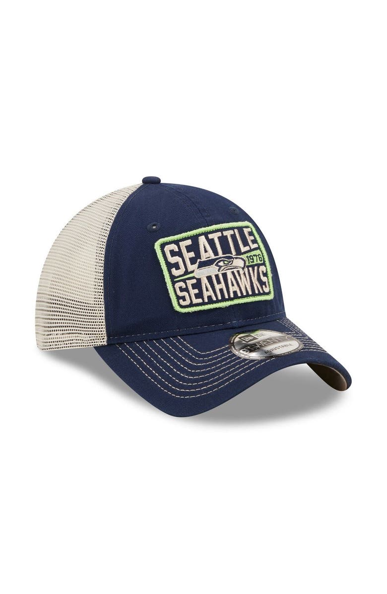 New Era Men's New Era College Navy/Natural Seattle Seahawks  Devoted Trucker 9TWENTY Snapback Hat, Alternate, color, 