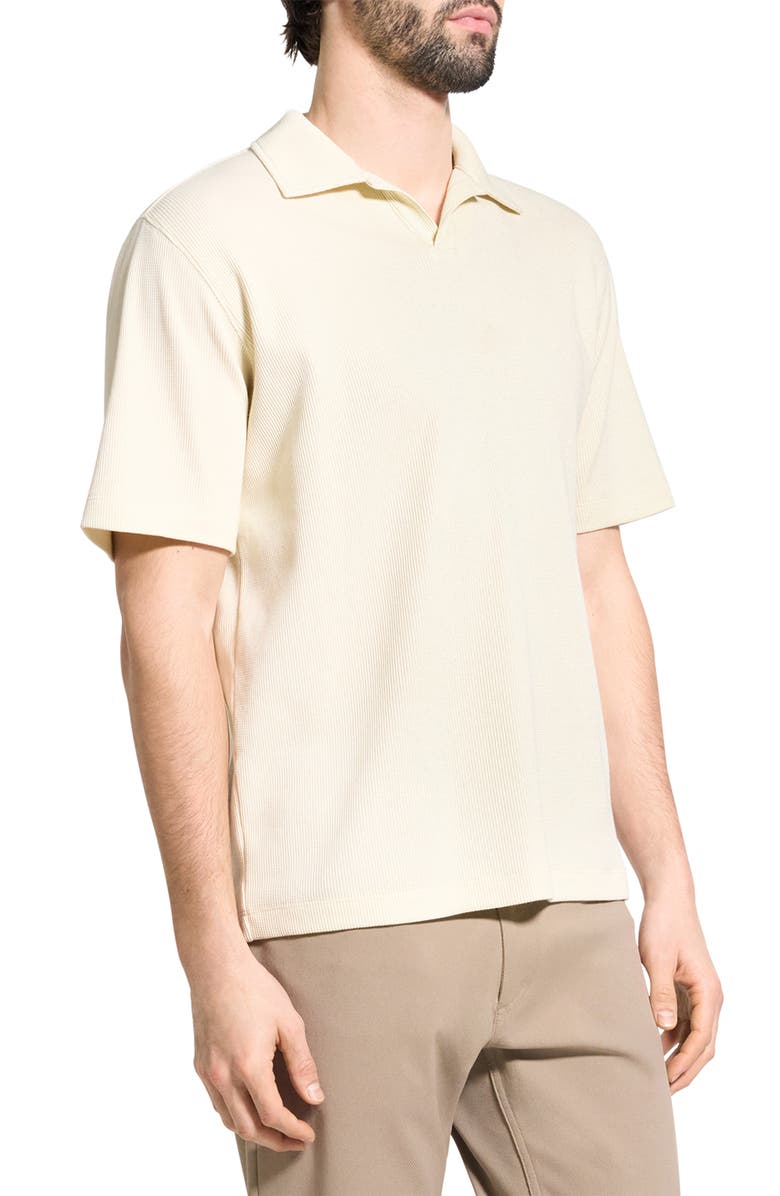 Theory Johnny Collar Ribbed Cotton Polo, Alternate, color, Oat Milk