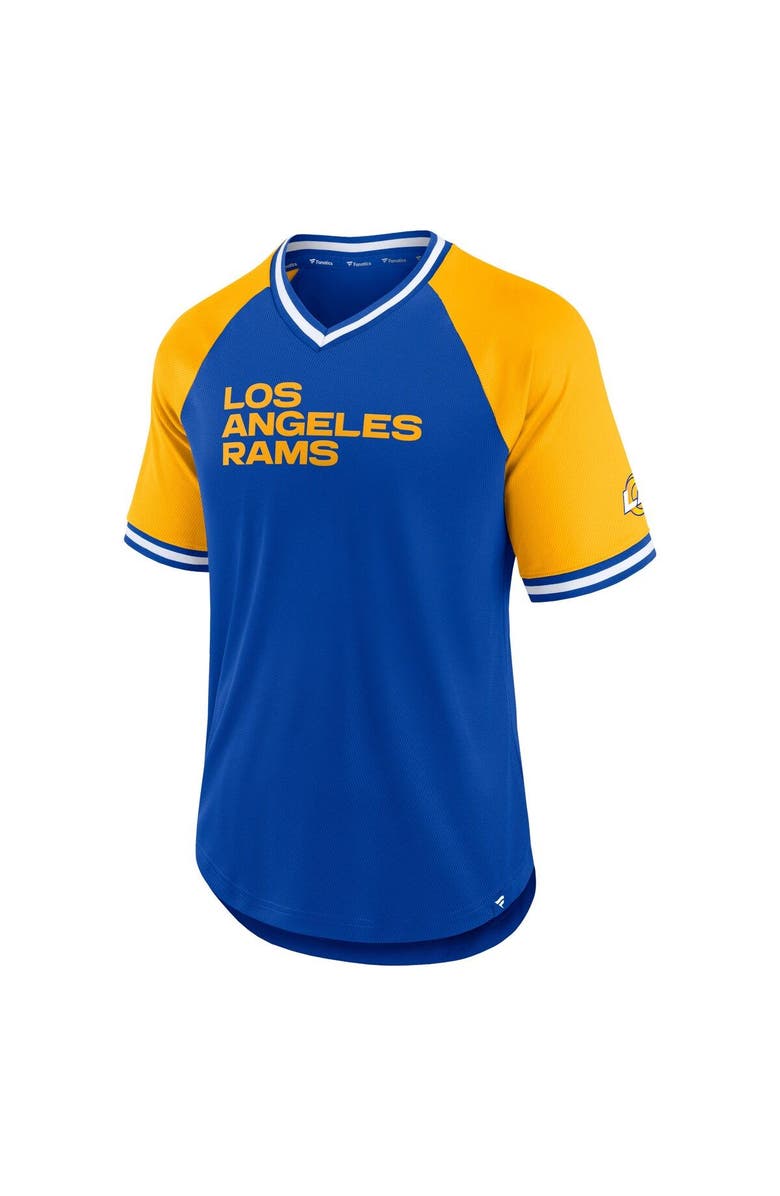 FANATICS Men's Fanatics Branded Royal Los Angeles Rams Second Wind Raglan V-Neck T-Shirt, Alternate, color, Royal