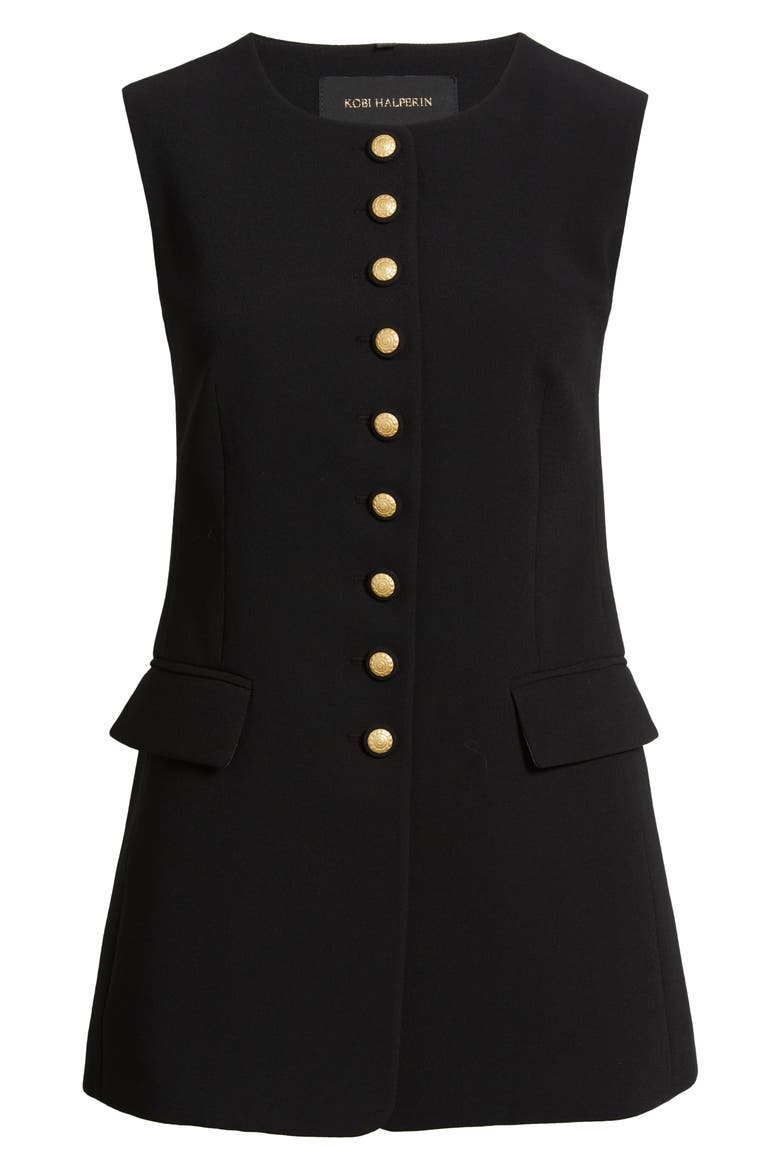 Kim Button Knit Vest, Alternate, color, BLACK