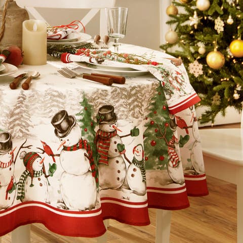 Snowman Winterland Holiday Snowflake Tablecloth