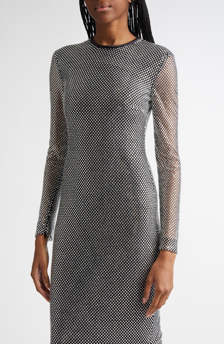 Dolce&Gabbana Crystal Embellished Long Sleeve Gown, Alternate, color, S0998 Argento