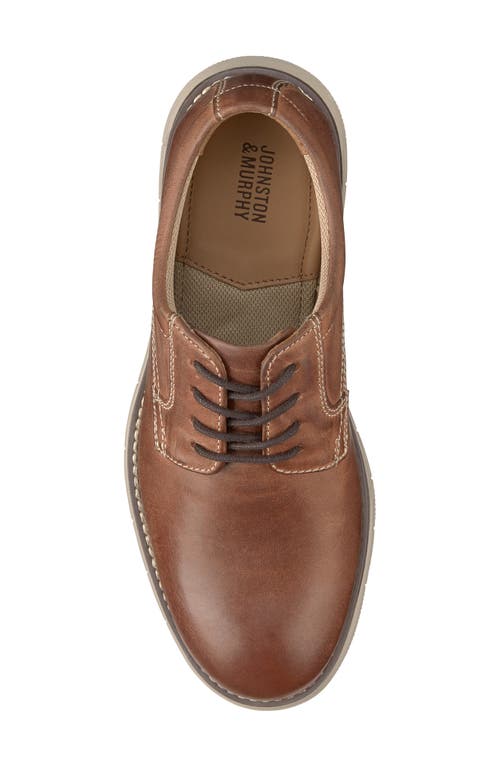 Johnston & Murphy Kids' Holden Plain Toe Derby In Brown Oiled Full Gra