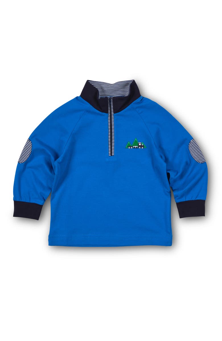 Florence Eiseman Knit Raglan 1/2 Zip Shirt With Train, Main, color, Blue