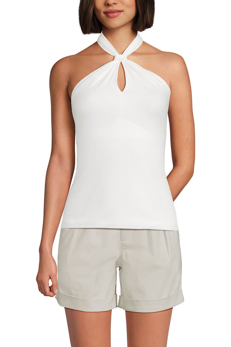 Slender Twist Front Halter Top, Main, color, Ivory