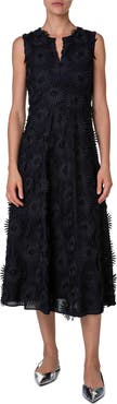Akris punto Hello Sunshine Embroidered Floral Appliqué Cotton Midi Dress
