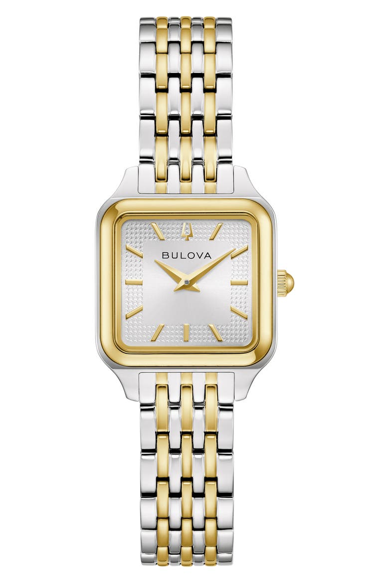 Classic Sutton Square Two-Tone Bracelet Watch, 23mm, Main, color, SILVER/ TWO-TONE