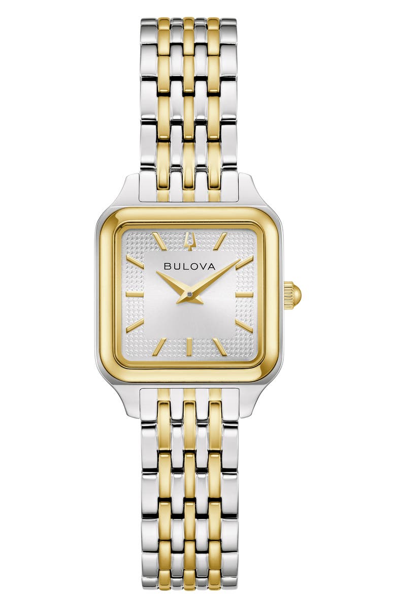 BULOVA Classic Sutton Square Two-Tone Bracelet Watch, 23mm, Main, color, Silver/ Two-Tone