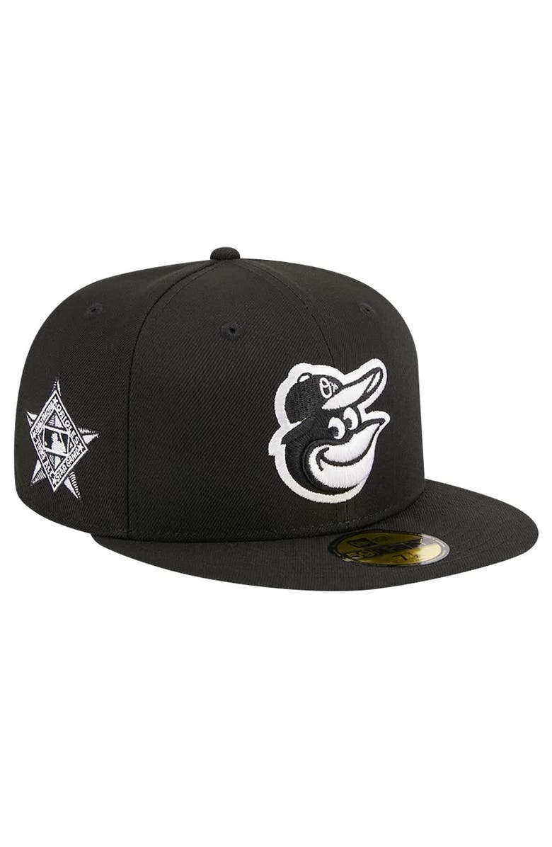 New Era Men's New Era Black Baltimore Orioles Logo 59FIFTY Fitted Hat, Main, color, Black