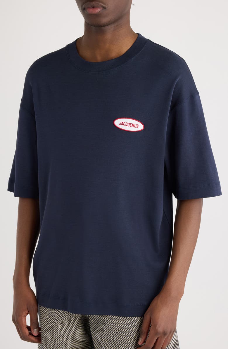 Jacquemus Le-T-Shirt Stazione Logo Patch T-Shirt, Alternate, color, Station Patch Navy
