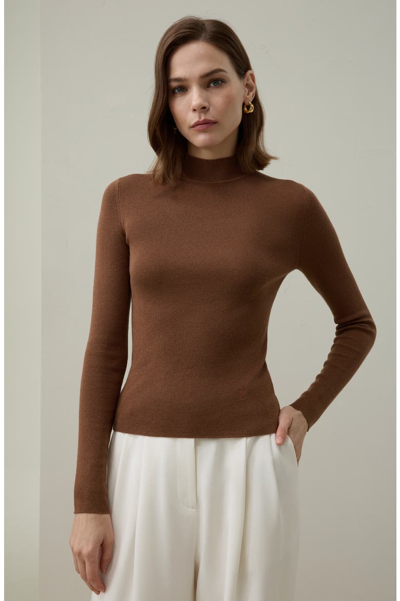 Essential Cashmere Blend Top, Alternate, color, Henna