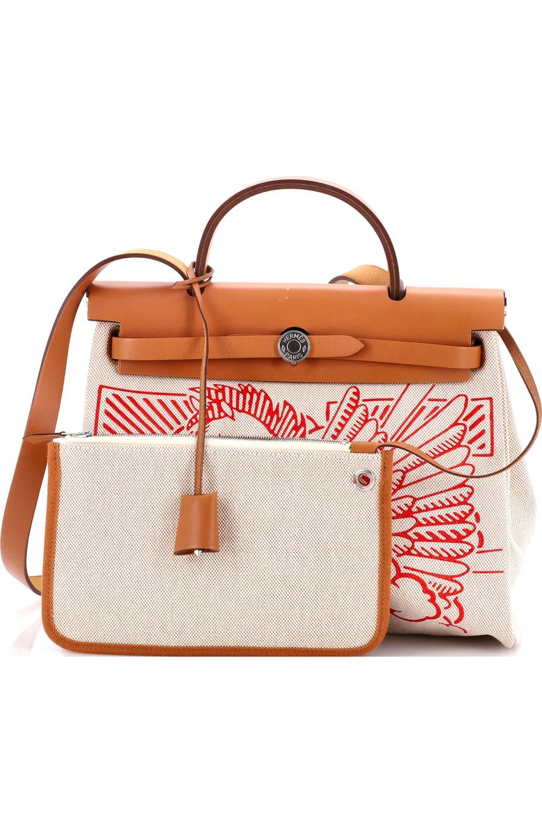 Pre-Owned Hermes Herbag Zip Pegase Pop Toile and Leather 31, Alternate, color, Ecru