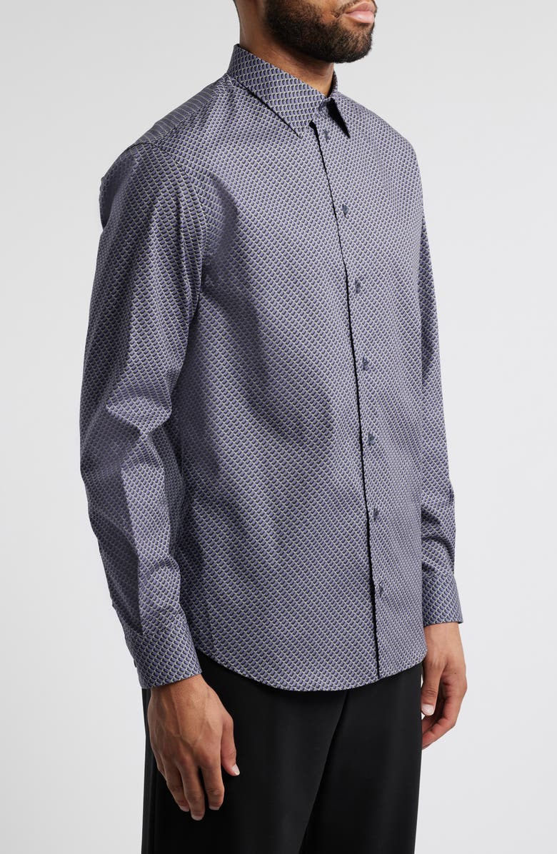 Emporio Armani Microprint Cotton Stretch Poplin Button-Up Shirt, Alternate, color,