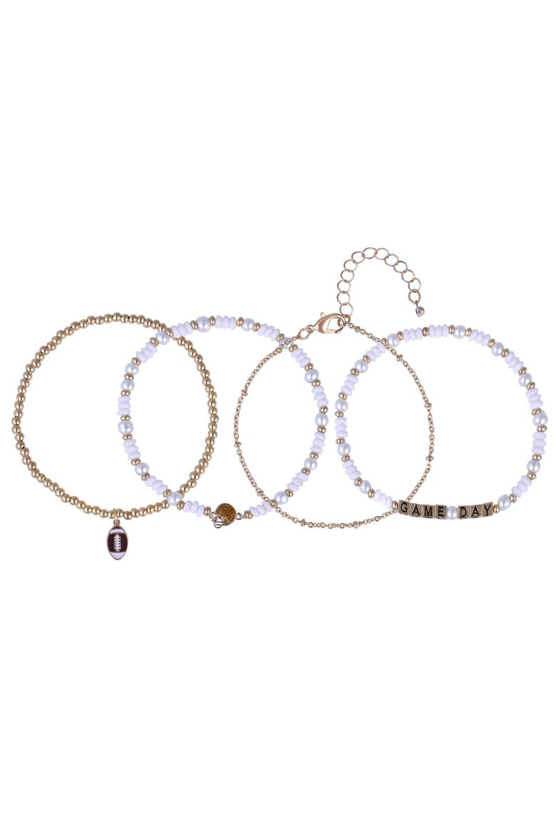 Game Day 4pc Football Bracelet Set, Main, color, Brown