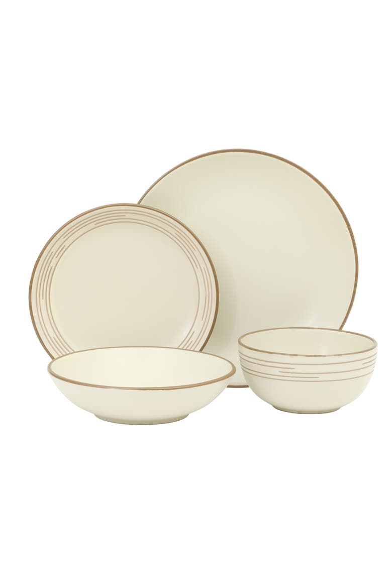 Chiswick House Stoneware Dinnerware Set with Embossed Rim, Alternate, color, Cream