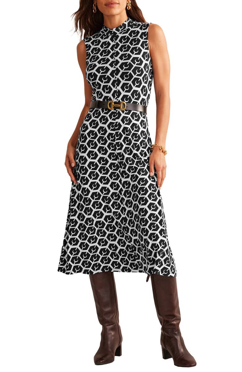 Boden Tie Waist Sleeveless Jersey Midi Dress, Main, color, 