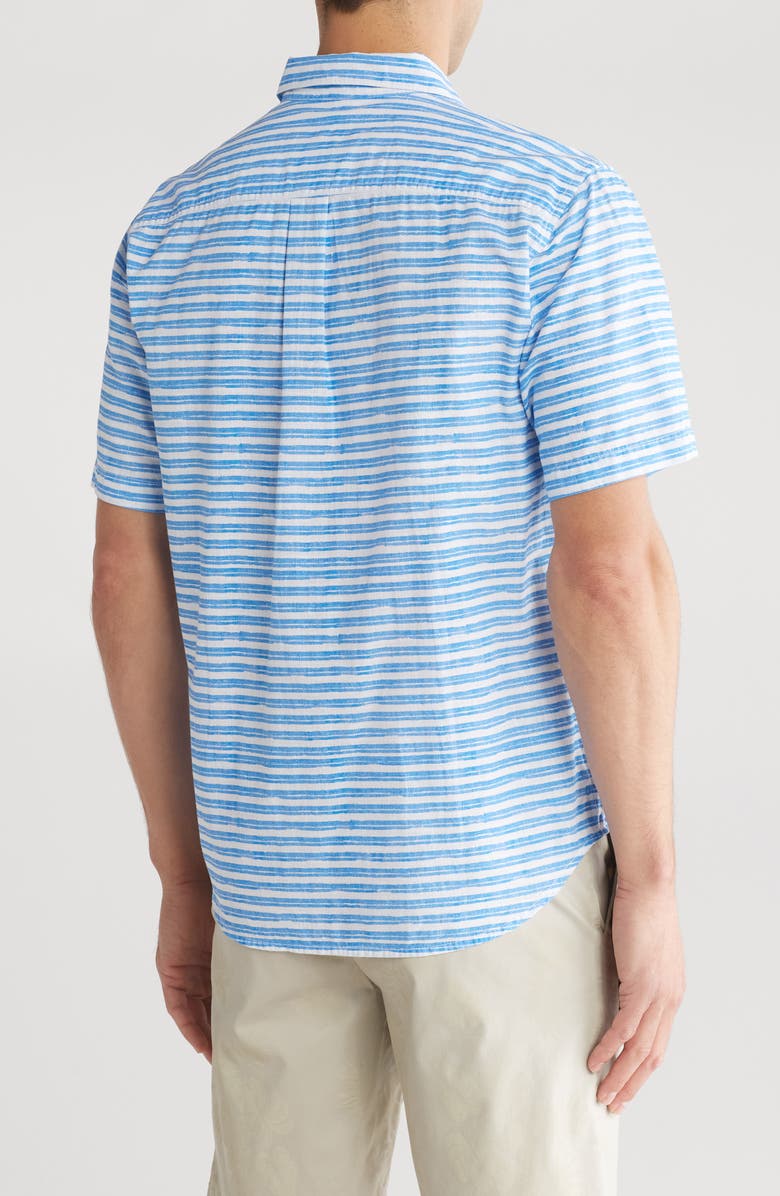 Tommy Bahama With Passion Stripe Short Sleeve Button-Up Shirt, Alternate, color, Blue Canal