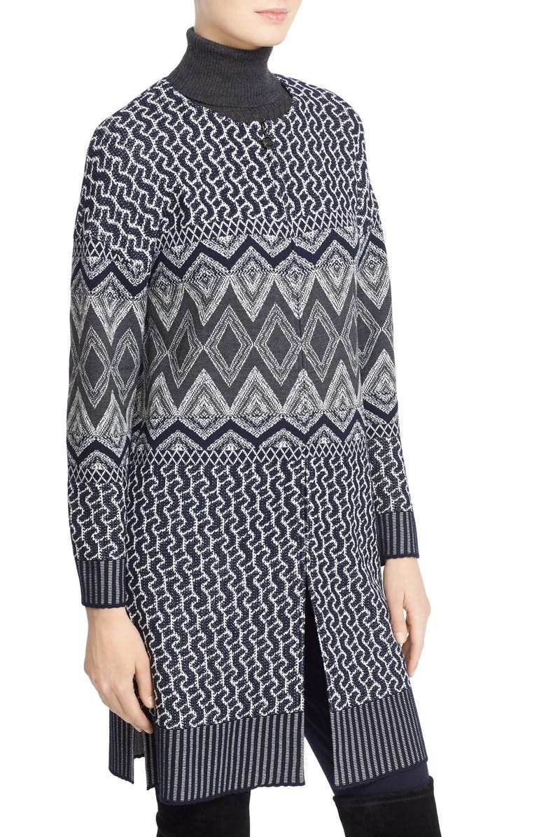 St. John Collection Diamond Knit Wool Blend Topper, Alternate, color, 