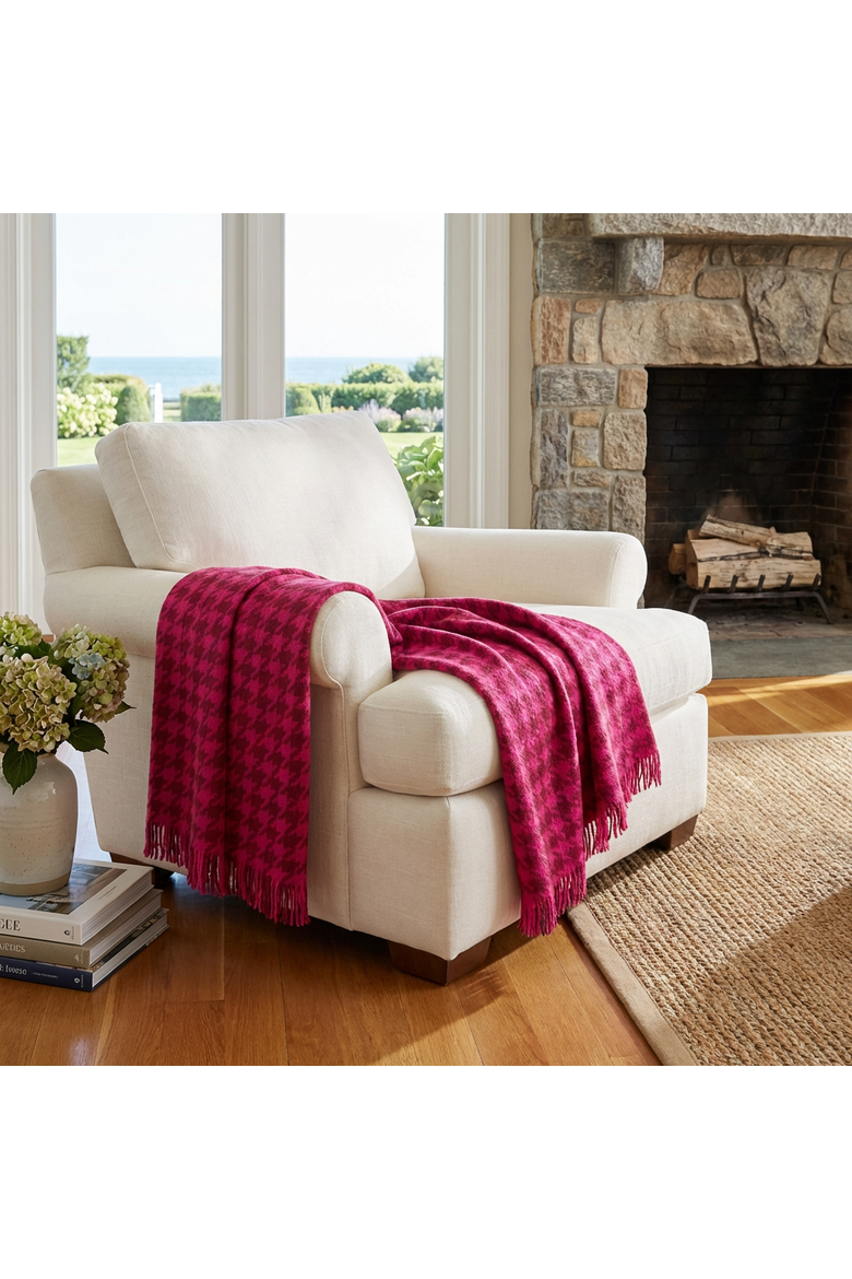 Southampton Home Naturally Weighted Houndstooth Throw, Alternate, color, Pink