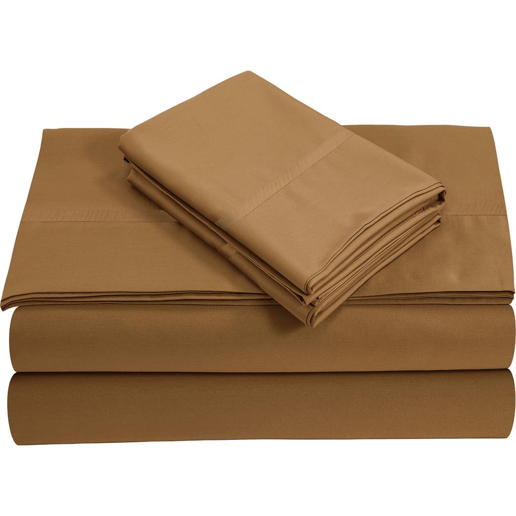 Azores Home 500 Thread Count Cotton Sateen Sheet Set In Brown