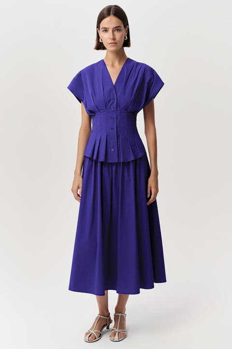 Albaric V Neck Short Sleeve Midi Dress