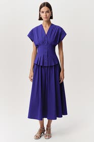 Exquise Albaric V Neck Short Sleeve Midi Dress