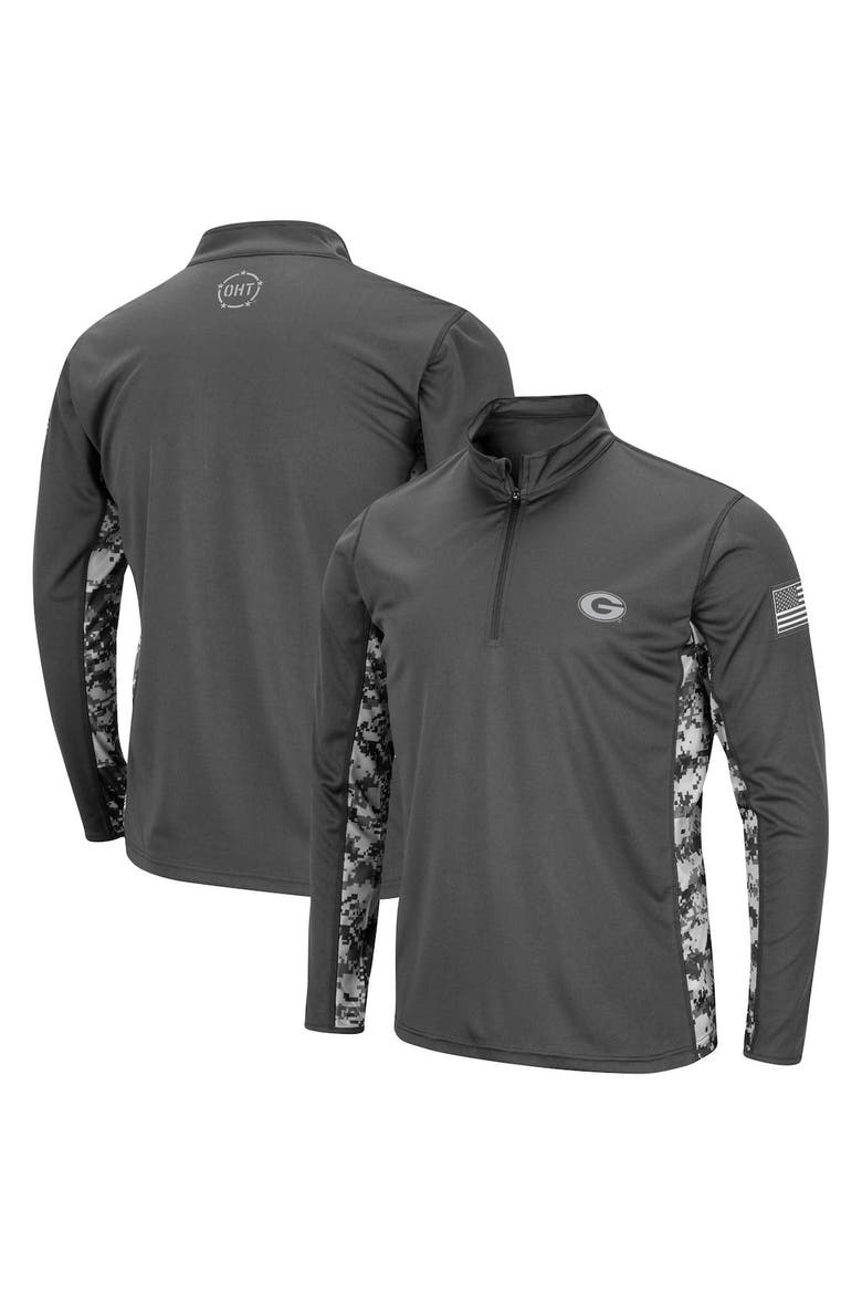 Men's Colosseum Charcoal Georgia Bulldogs OHT Military Appreciation Digital Camo Lightweight Quarter-Zip Pullover, Main, color, Charcoal