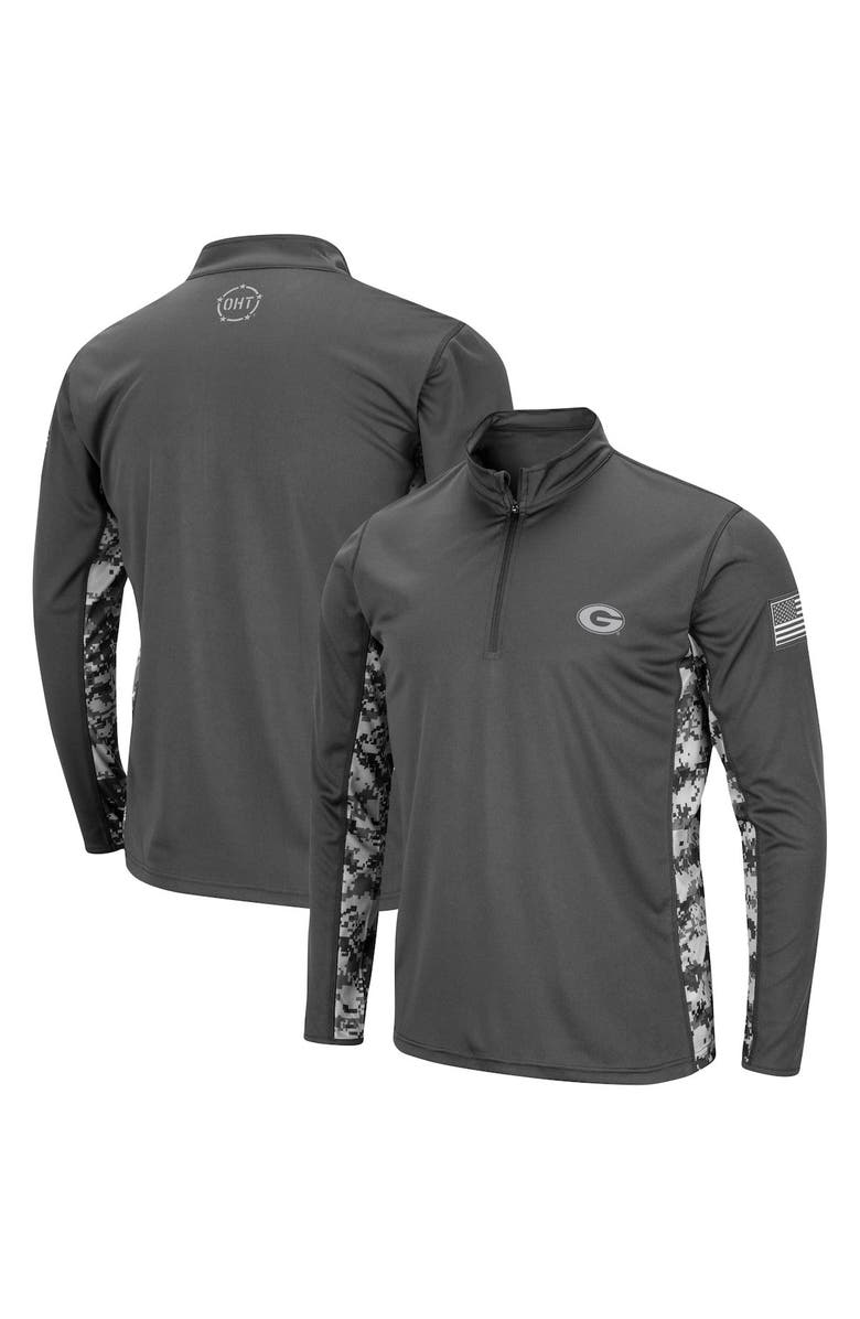 COLOSSEUM Men's Colosseum Charcoal Georgia Bulldogs OHT Military Appreciation Digital Camo Lightweight Quarter-Zip Pullover, Main, color, 