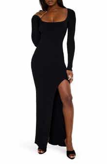 Good American Virgo Long Sleeve Rib Sweater Dress