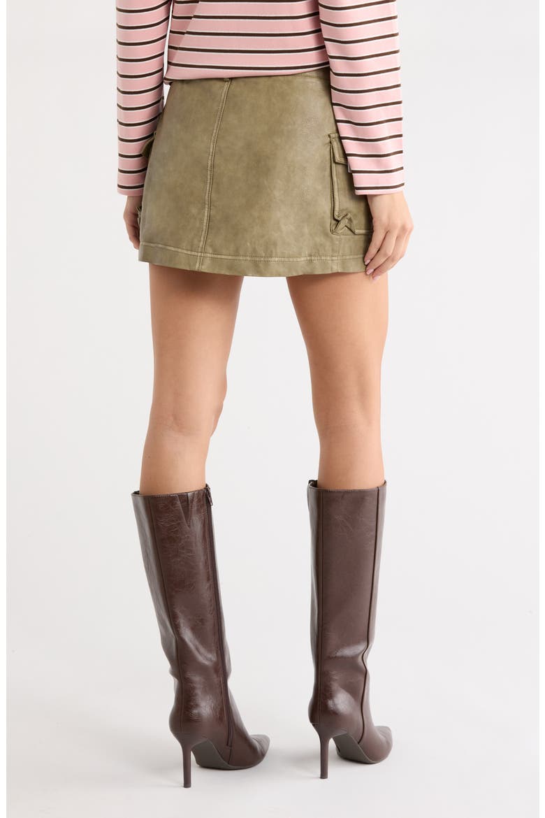 Tanza Faux Leather Miniskirt, Alternate, color, GREEN