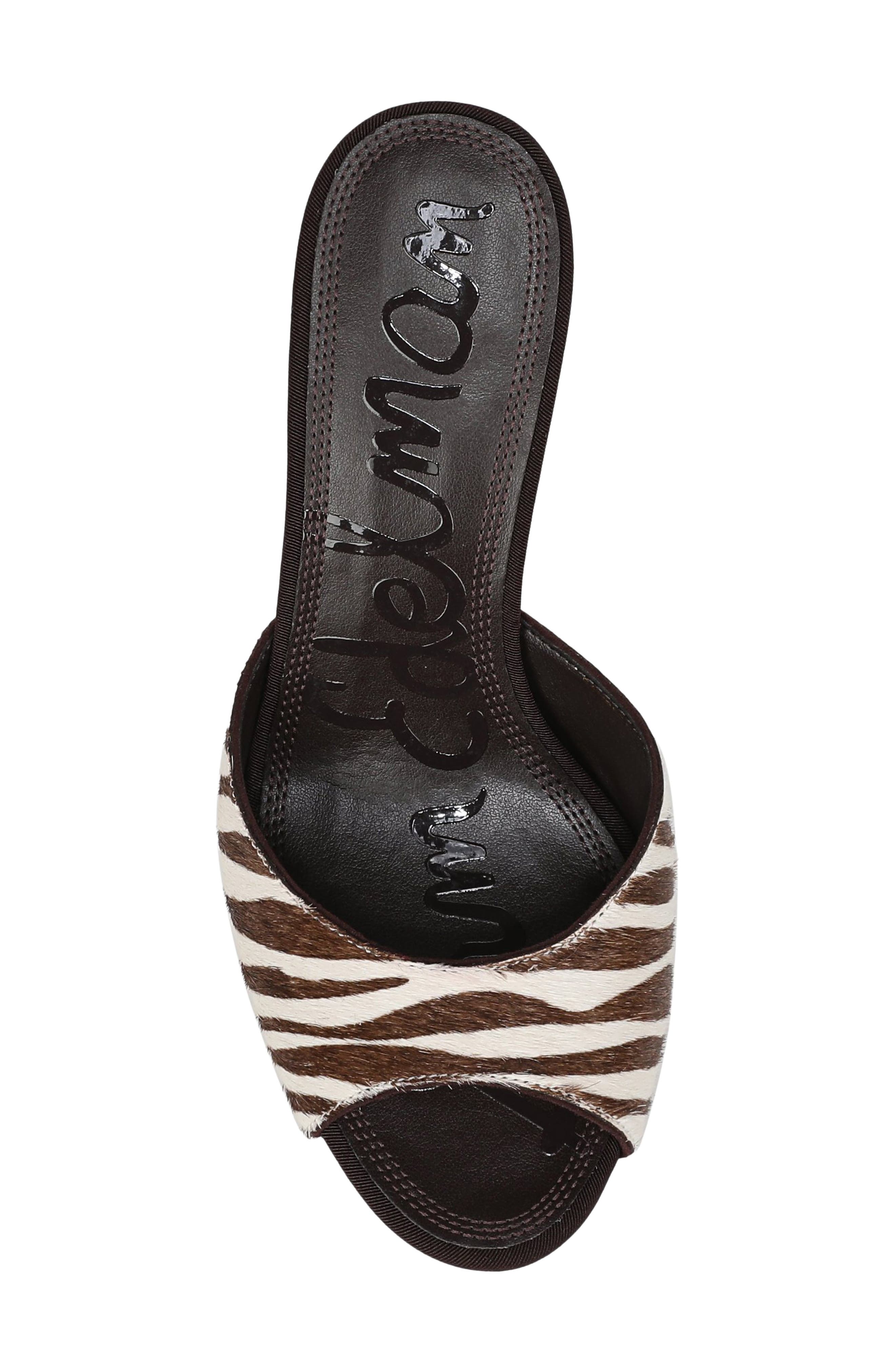 Jeanie Slide Sandal, Alternate, color, CHOCOLATE/ IVORY CALF HAIR
