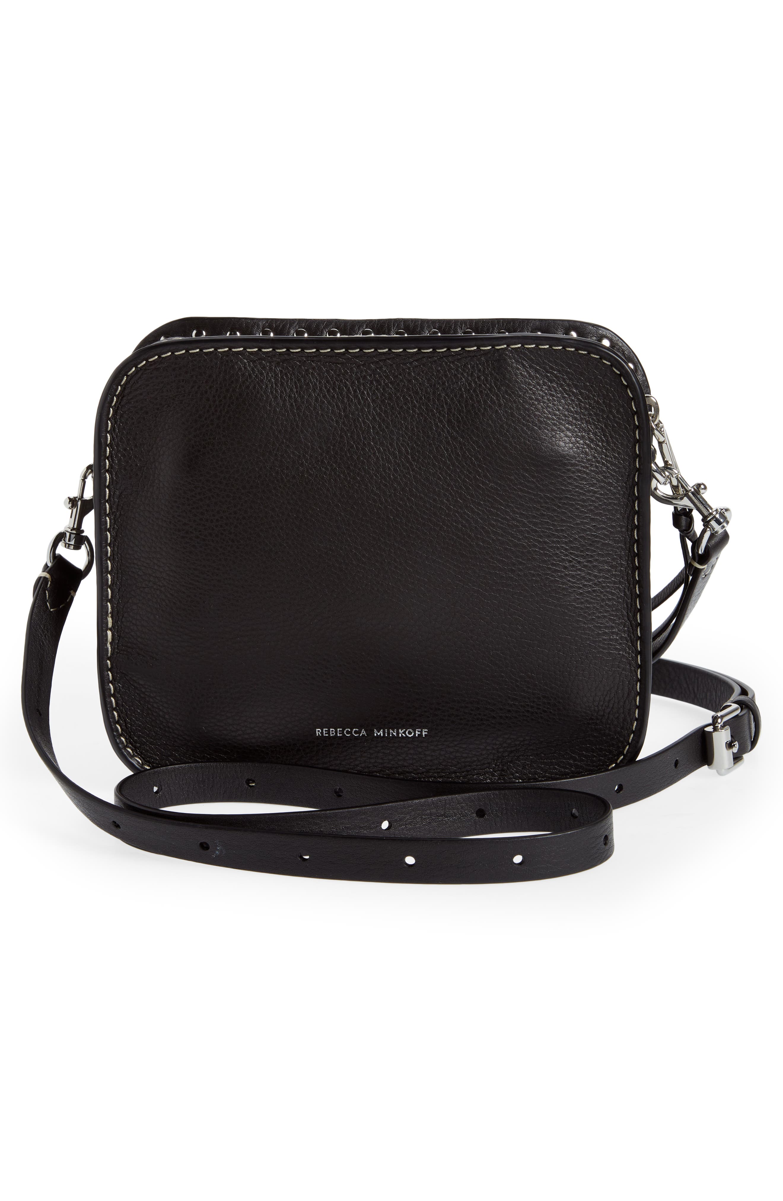 Nanine Leather Crossbody Bag, Alternate, color, BLACK