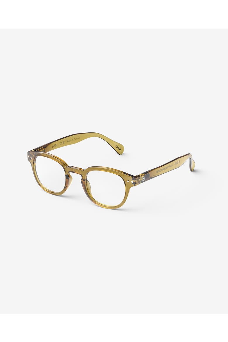#C 49mm Square Reading Glasses, Alternate, color, Golden Green