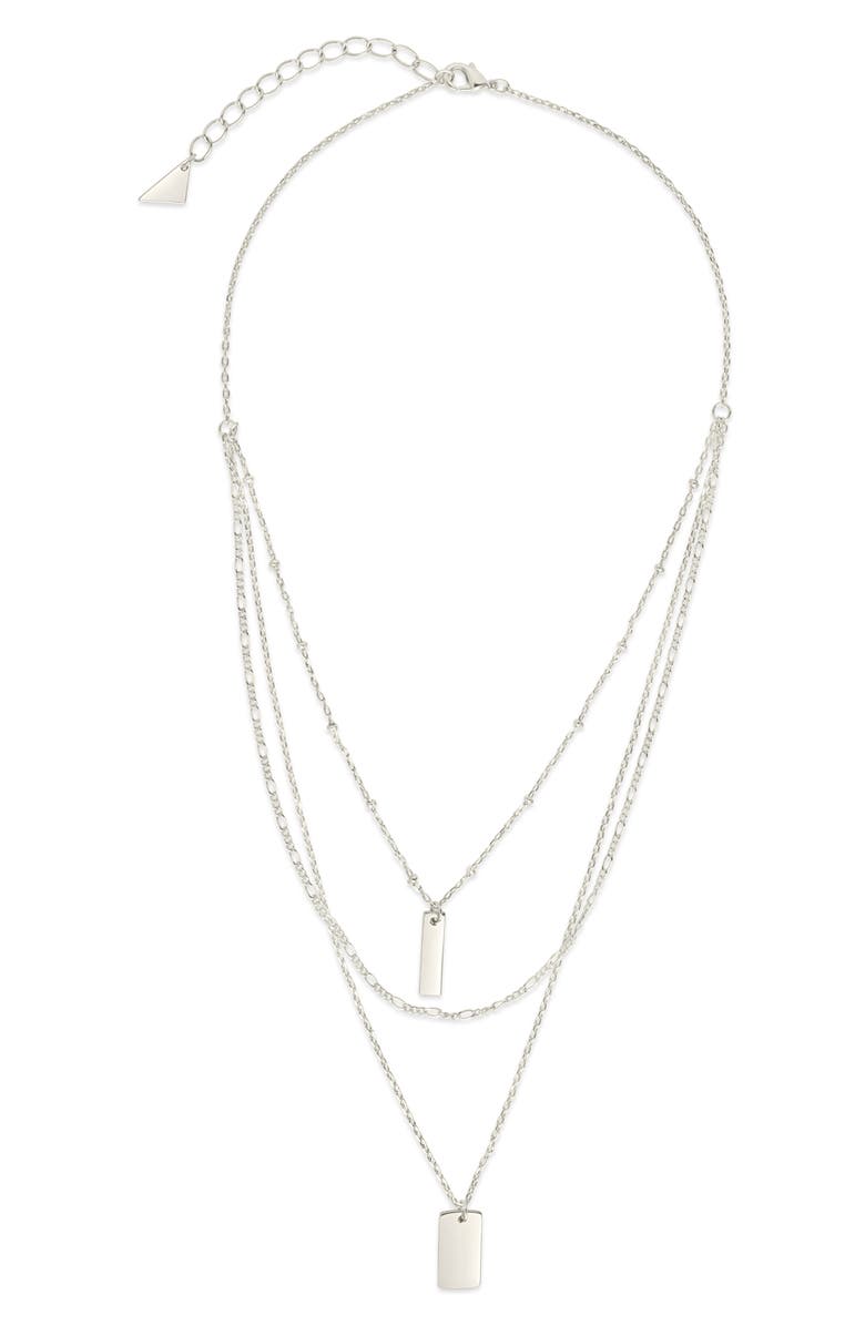 Sterling Forever Triple Layer Bar Pendant Necklace, Main, color, 
