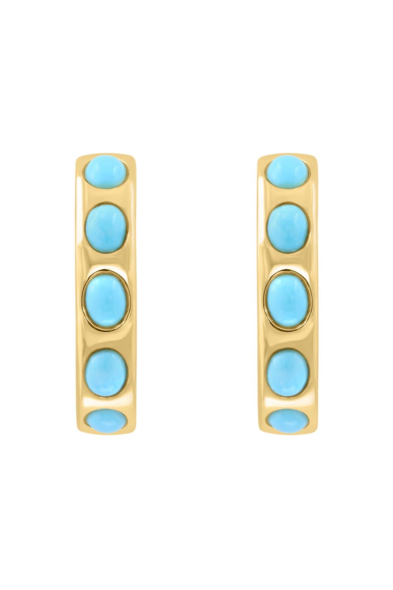 925 Gold Plated Silver ,Turquoise Earrings, Main, color, Hematite and FW Blush Pearl