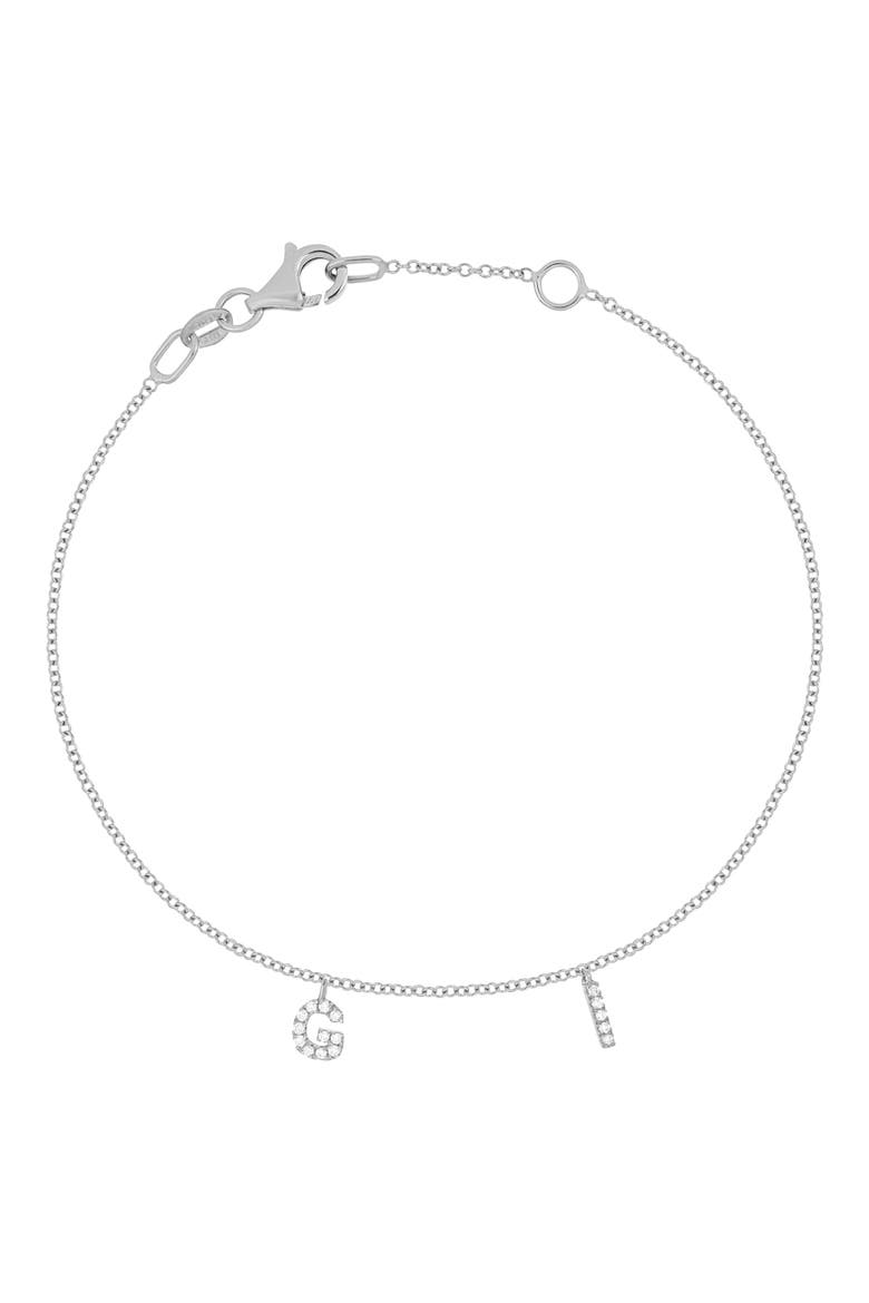 Monroe Reflecting Personalized Bracelet (Nordstrom Exclusive), Main, color, 18K WHITE GOLD - 2 CHARMS
