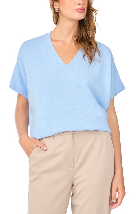 V-Neck Short Sleeve Boxy Sweater