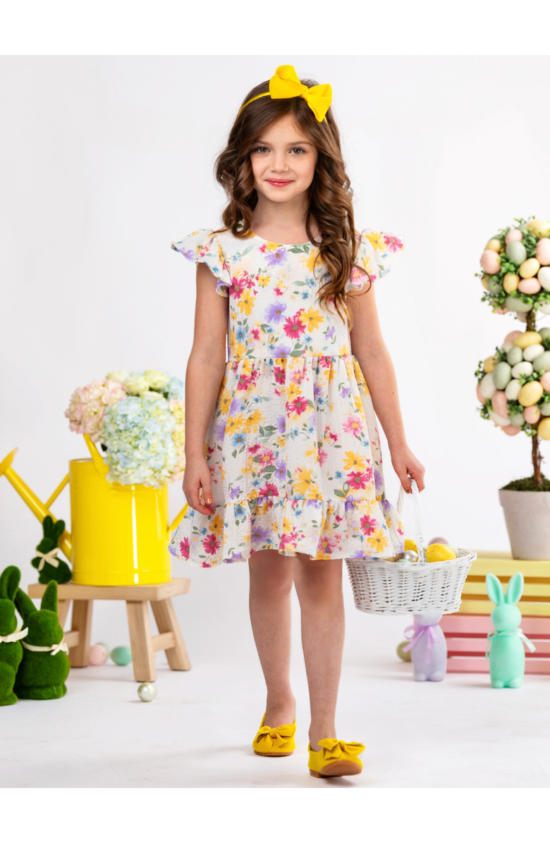 Mia Belle Girls Sunlit Garden Floral Easter Bow Dress, Alternate, color, Yellow