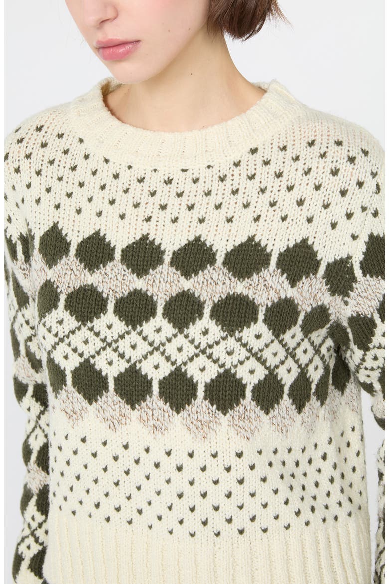 Geometric Virgin Wool Blend Sweater, Alternate, color, KAKI