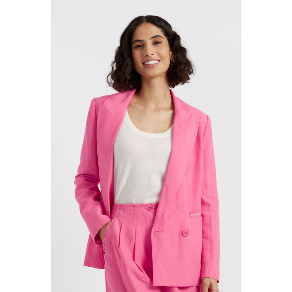 Shop Chinti & Parker Linen Blend Blazer In Camellia Rose