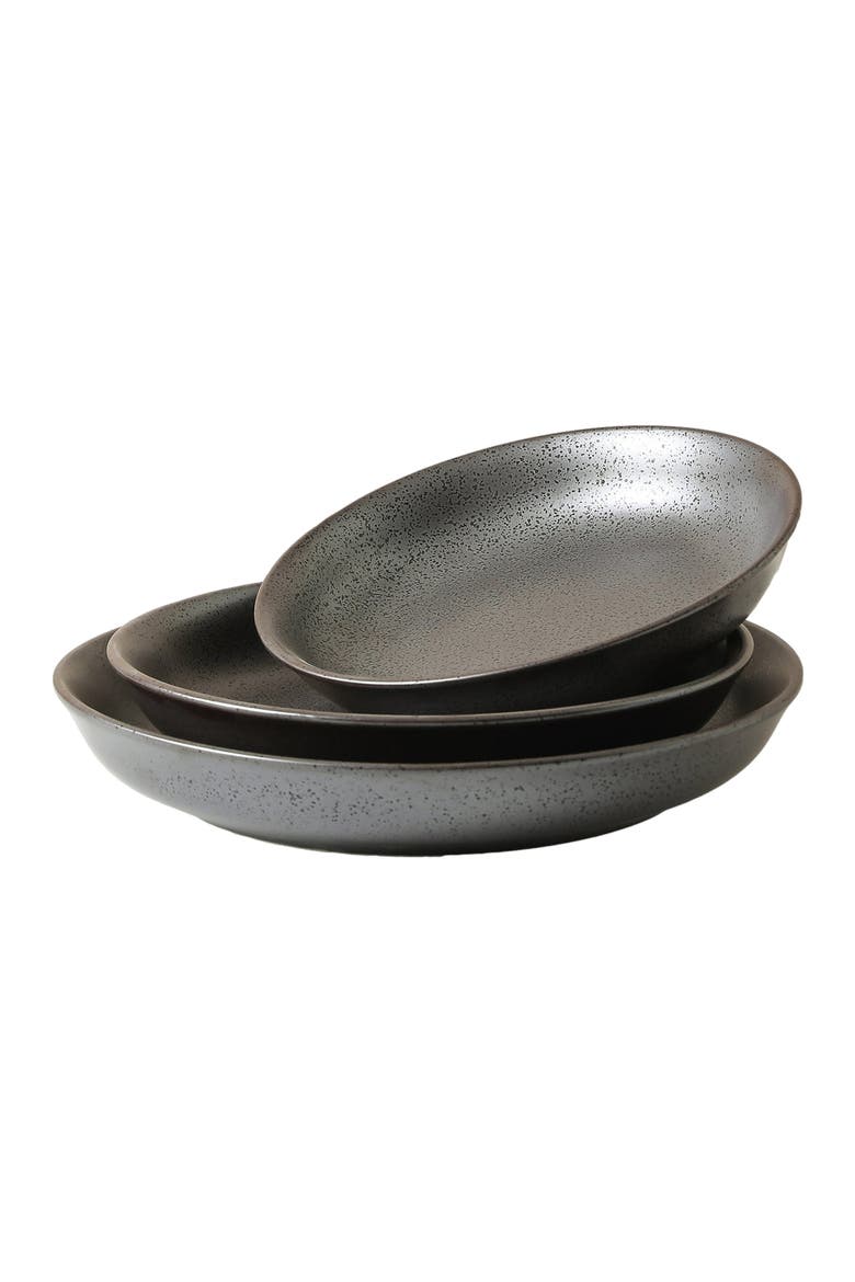 Valencia Porcelain 3-Piece Serving Bowl Set, Alternate, color, Metallic Grey