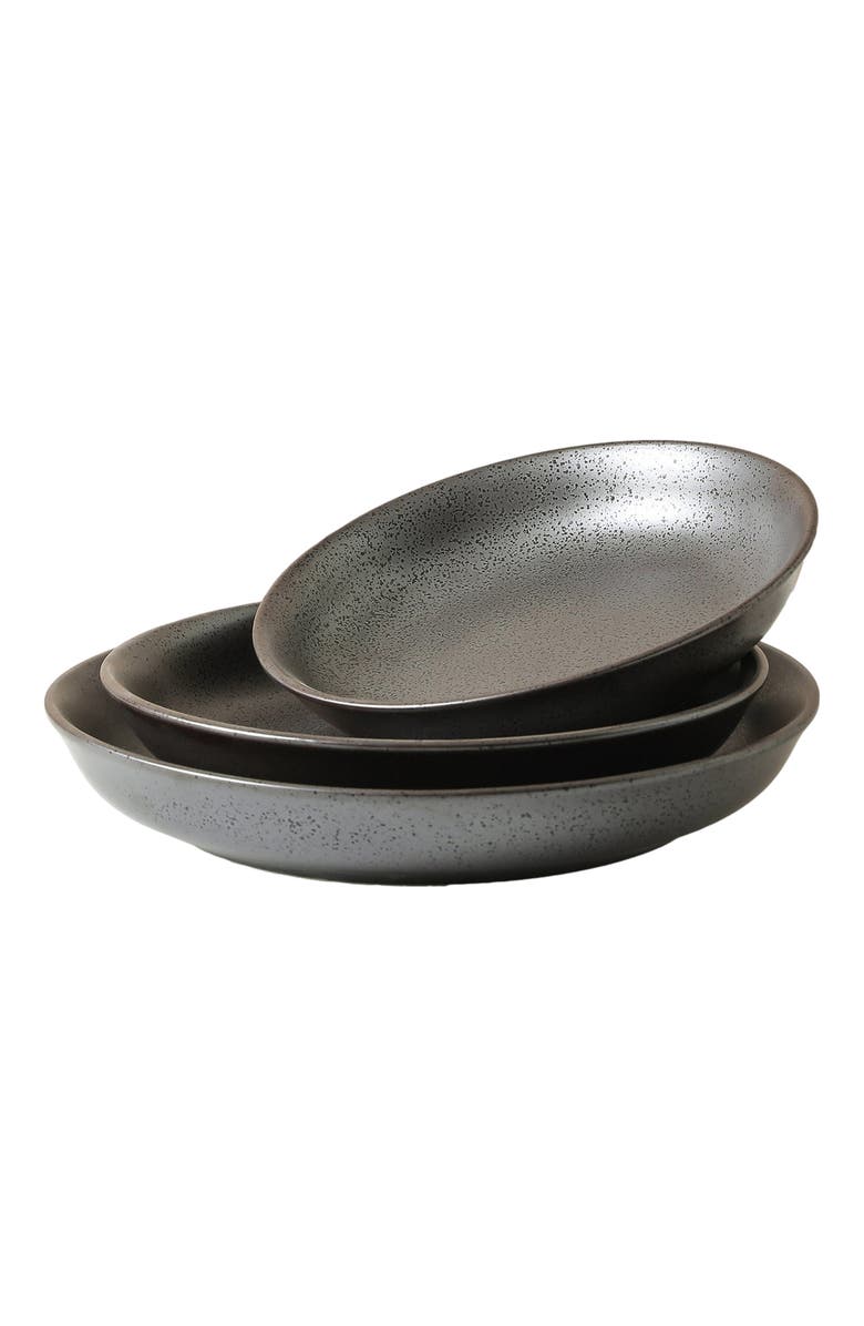 Stone Lain Valencia Porcelain 3-Piece Serving Bowl Set, Alternate, color, Metallic Grey