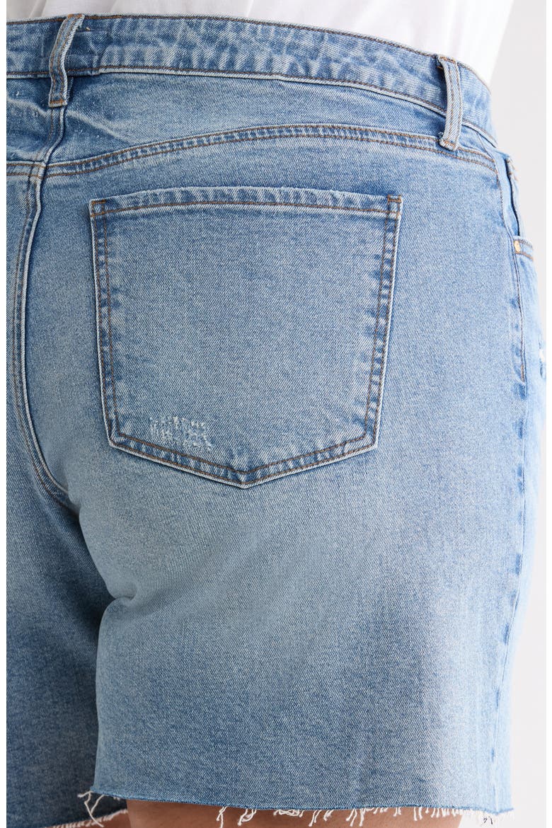 Hailey High Waist Raw Hem Denim Bermuda Shorts, Alternate, color, FOCUS
