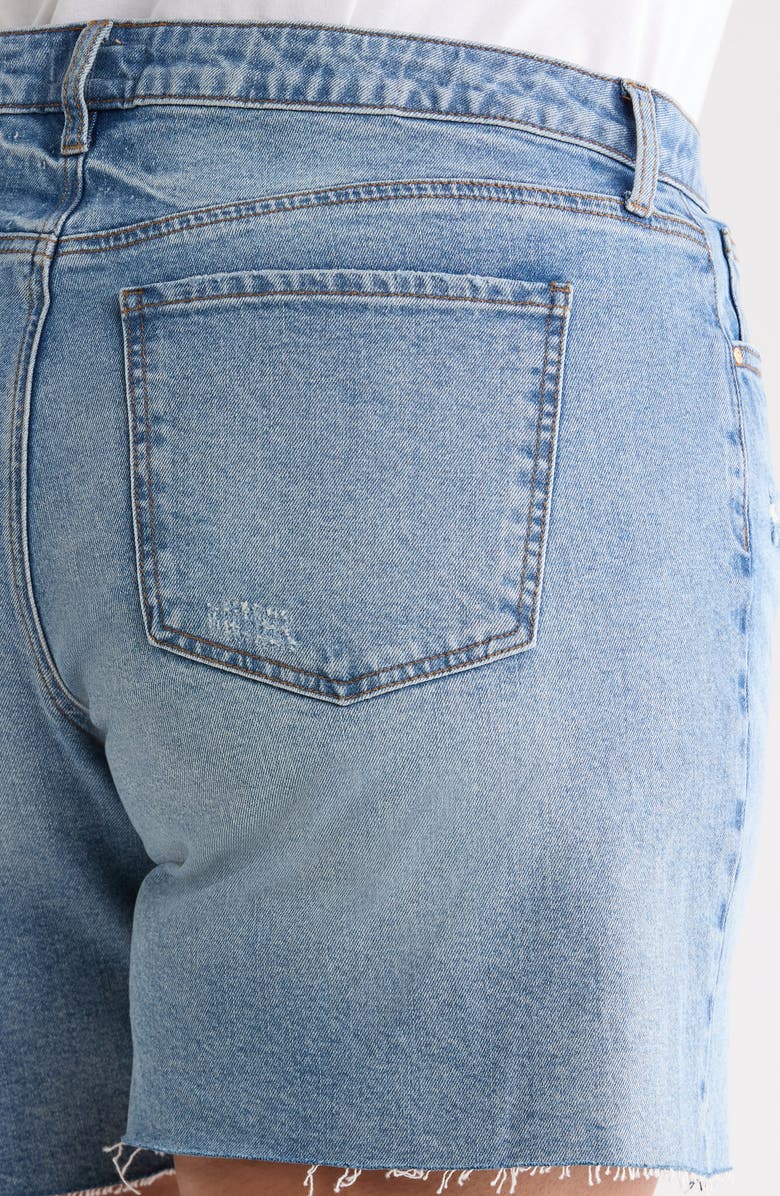 KUT from the Kloth Hailey High Waist Raw Hem Denim Bermuda Shorts, Alternate, color, Focus