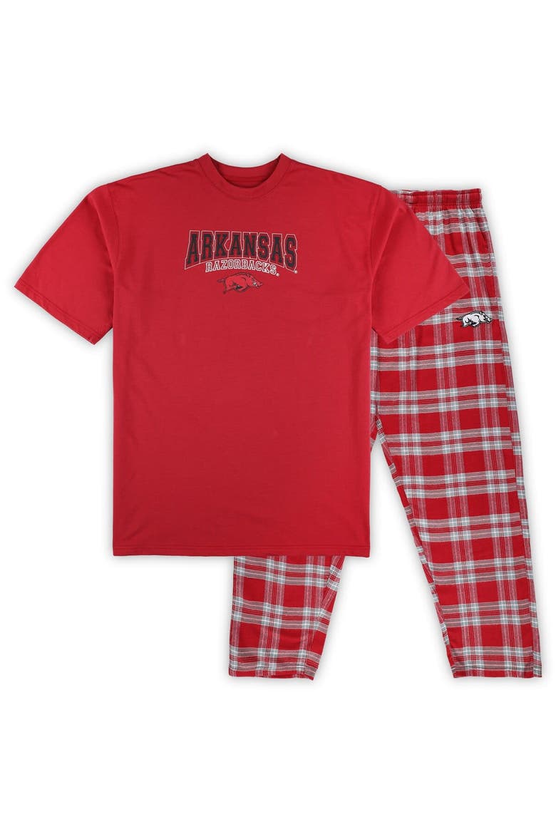 Men's Profile Cardinal/Gray Arkansas Razorbacks Big & Tall 2-Pack T-Shirt & Flannel Pants Set, Main, color, Cardinal