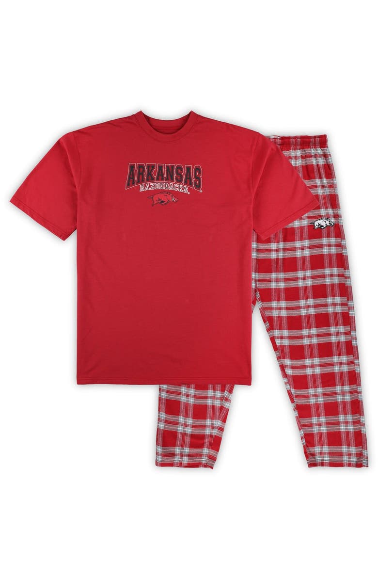 PROFILE Men's Profile Cardinal/Gray Arkansas Razorbacks Big & Tall 2-Pack T-Shirt & Flannel Pants Set, Main, color, Cardinal