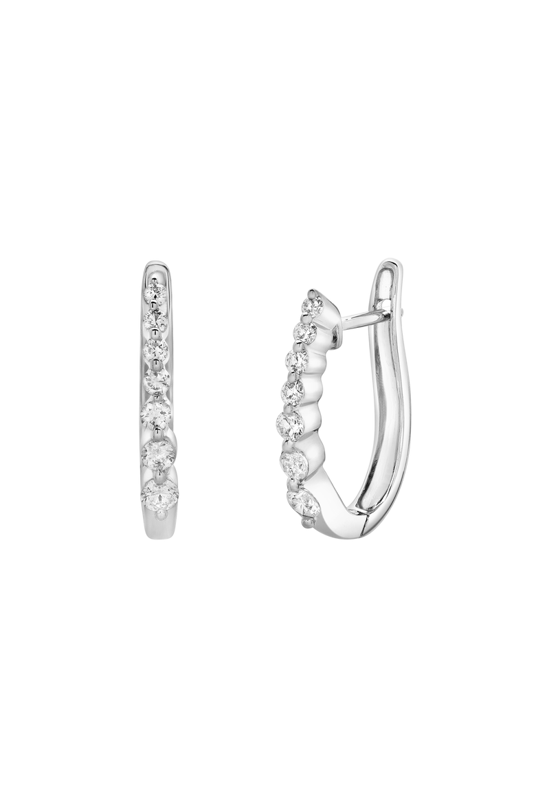 Dewdrop Cascading Diamond Huggie Hoop Earrings in 14K Gold, Alternate, color, 14K White Gold