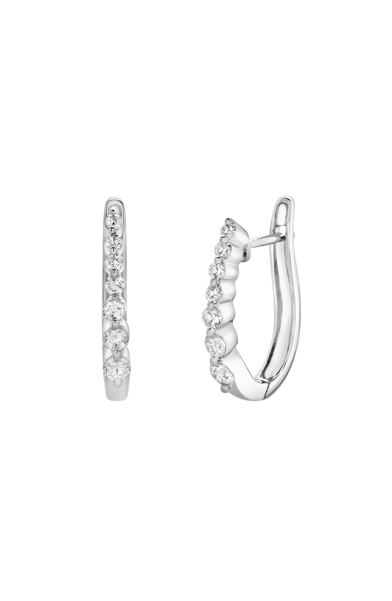 LuvMyJewelry Dewdrop Cascading Diamond Huggie Hoop Earrings in 14K Gold, Alternate, color, 14K White Gold