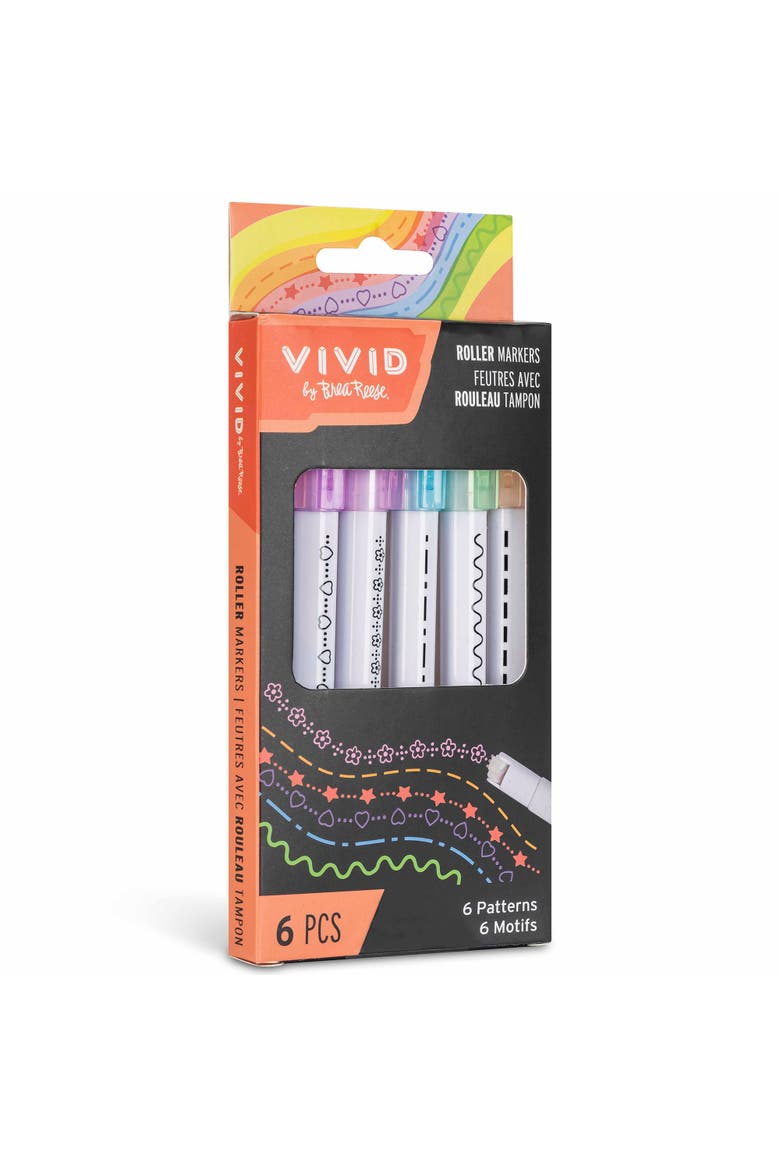 Roller Markers 6 Pack Pattern Markers, Pastel Ink Colors, Alternate, color, Multicolored