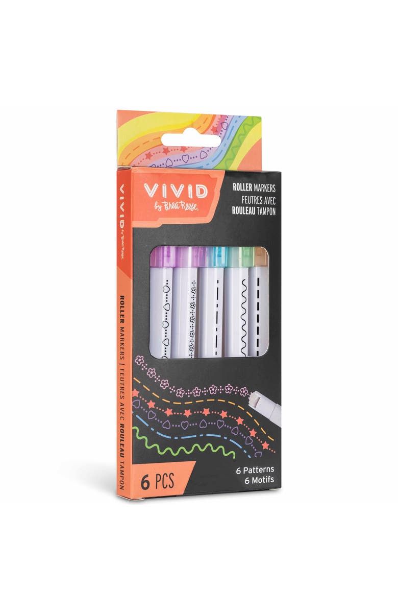 Brea Reese Vivid Roller Markers 6 Pack Pattern Markers, Pastel Ink Colors, Alternate, color,